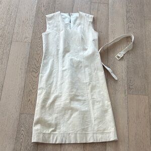 Classic Sleeveless Cream Shift Dress